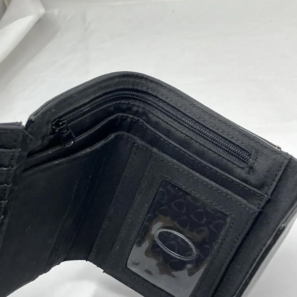 Liz Claiborne Wallet Womens Black Leather Tri-Fold Credit Cards ID slots Pocket